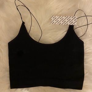 UO Cropped Black Spaghetti Strap Tank